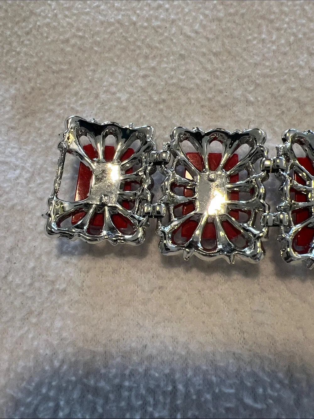 Gorgeous Red and Silver Statement Bracelet - Picture 10 of 13